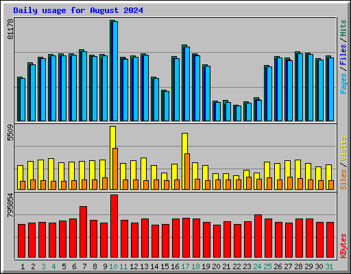 Daily usage for August 2024